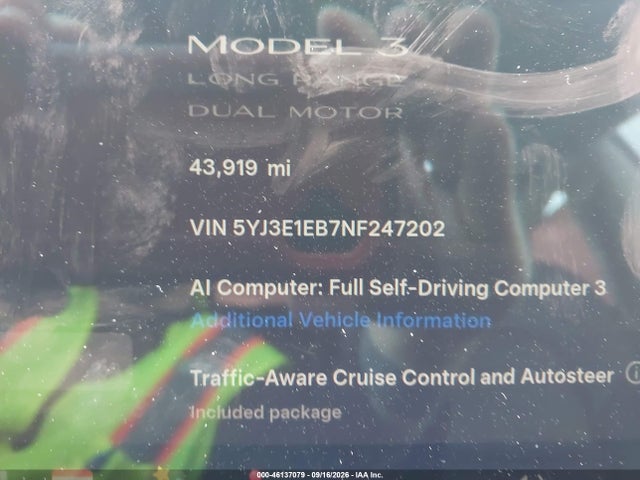 Tesla Model 3 Long Range 2022 5YJ3E1EB7NF247202 Image 14