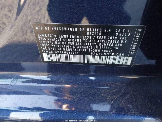 3VWG57AU1KM029711 Volkswagen Golf 1.4t S/1.4t Se