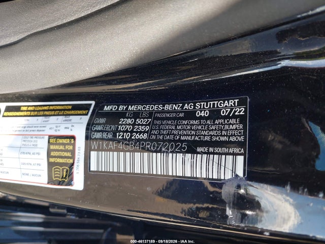 Auction sale of the 2023 Mercedes-benz C 300 Sedan, vin: W1KAF4GB4PR072025, lot number: 46137189