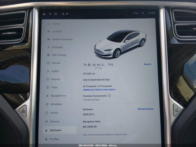 Aukcja sprzedaży 2016 Tesla Model S 60/70/75/85, vin: 5YJSA1E19GF147362, numer aukcji: 46137239