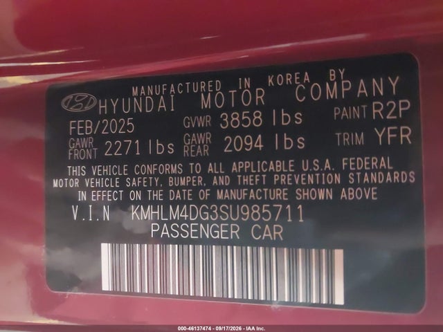 Продажа на аукционе авто 2025 Hyundai Elantra Sel Sport, vin: KMHLM4DG3SU985711, номер лота: 46137474