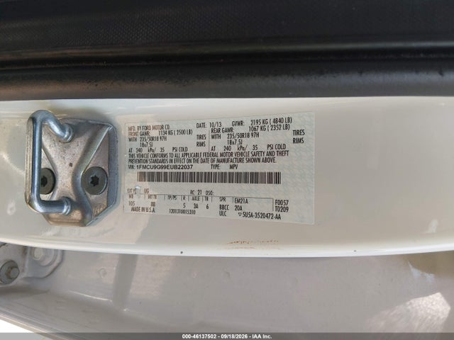 46137502 :رقم المزاد ، 1FMCU9G99EUB22037 vin ، 2014 Ford Escape Se مزاد بيع