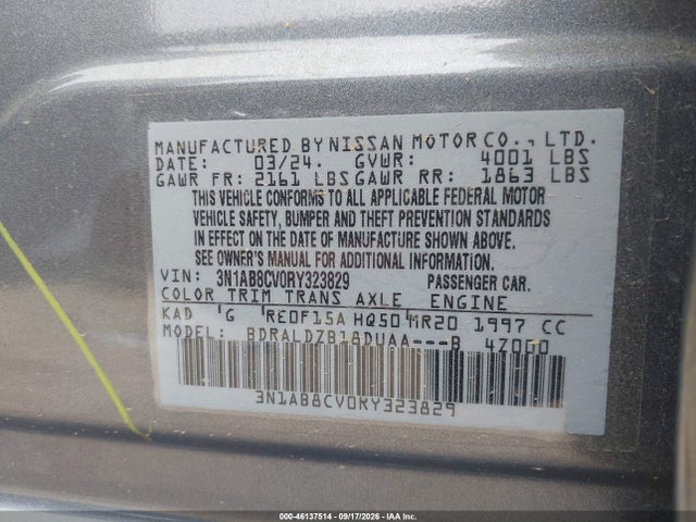 Aukcja sprzedaży 2024 Nissan Sentra Sv Xtronic Cvt, vin: 3N1AB8CV0RY323829, numer aukcji: 46137514