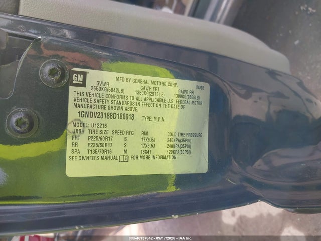 2008 Chevrolet Uplander Ls მანქანა იყიდება აუქციონზე, vin: 1GNDV23188D186918, აუქციონის ნომერი: 46137642
