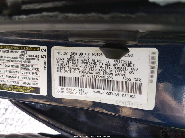 Aukcja sprzedaży 2007 Toyota Corolla Ce, vin: 1NXBR32E17Z801026, numer aukcji: 46137741