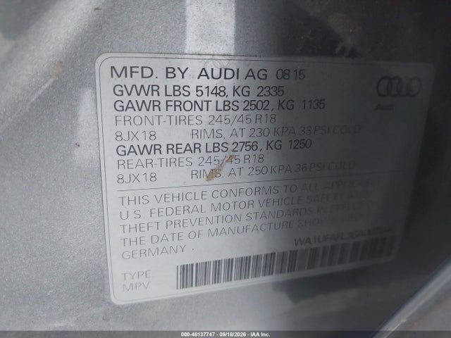 Audi Allroad 2.0t Premium 2016 WA1UFAFL3GA007840 Image 9