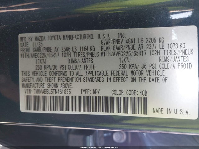 Aukcja sprzedaży 2026 Mazda Cx-50 2.5 S Preferred, vin: 7MMVABBL5TN461885, numer aukcji: 46137749