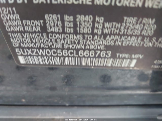Aukcja sprzedaży 2012 Bmw X5 Xdrive35d, vin: 5UXZW0C56CL666763, numer aukcji: 46137796
