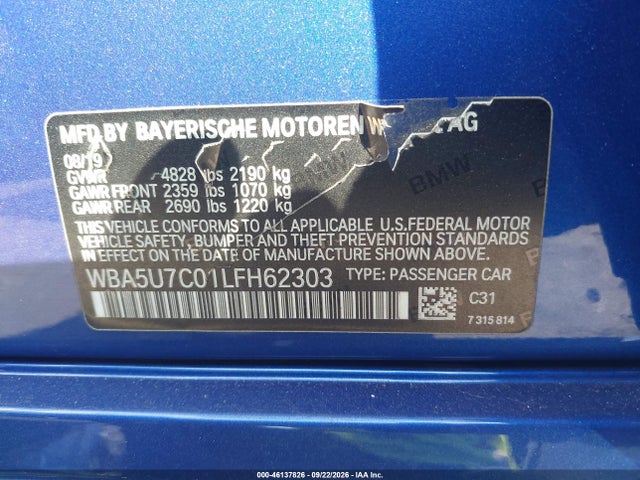 WBA5U7C01LFH62303 BMW M340I