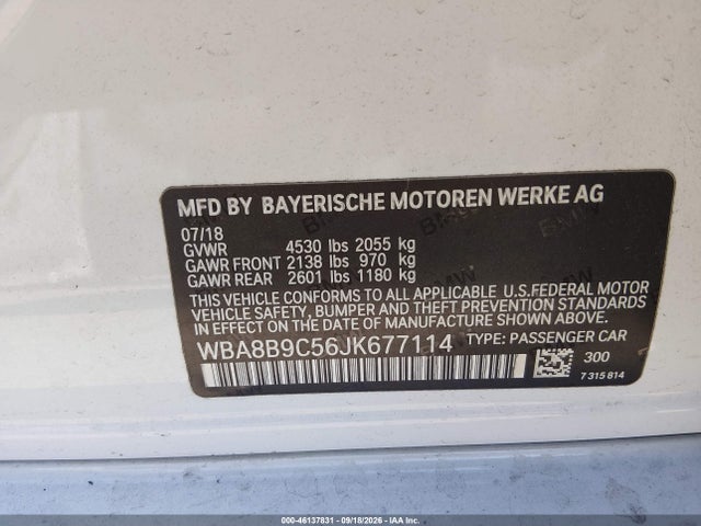 Aukcja sprzedaży 2018 Bmw 330i, vin: WBA8B9C56JK677114, numer aukcji: 46137831