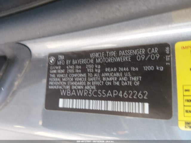 46137891 :رقم المزاد ، WBAWR3C55AP462262 vin ، 2010 Bmw 328i مزاد بيع