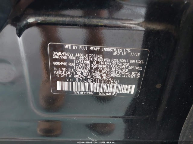 46137906 :رقم المزاد ، JF2SJAEC1HH507650 vin ، 2017 Subaru Forester 2.5i Premium مزاد بيع