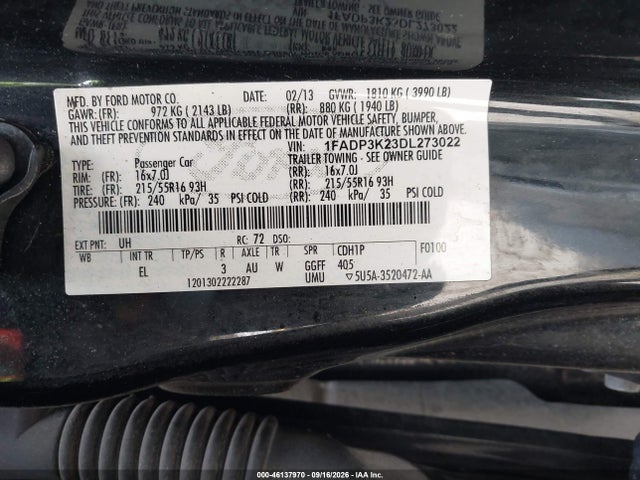 Продаж на аукціоні авто 2013 Ford Focus Se, vin: 1FADP3K23DL273022, номер лоту: 46137970