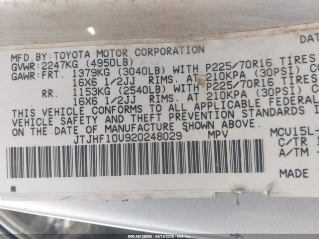 2002 Lexus Rx 300 მანქანა იყიდება აუქციონზე, vin: JTJHF10U920248029, აუქციონის ნომერი: 46138005
