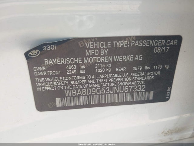 Продаж на аукціоні авто 2018 Bmw 330i Xdrive, vin: WBA8D9G53JNU67332, номер лоту: 46138091