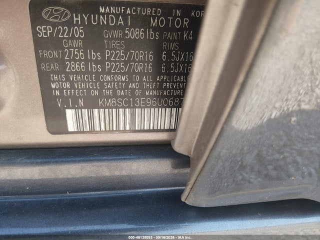 46138093 :رقم المزاد ، KM8SC13E96U068730 vin ، 2006 Hyundai Santa Fe Gls/limited مزاد بيع