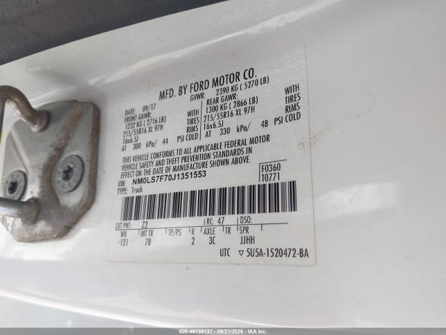 Aukcja sprzedaży 2018 Ford Transit Connect Xlt, vin: NM0LS7F70J1351553, numer aukcji: 46138137