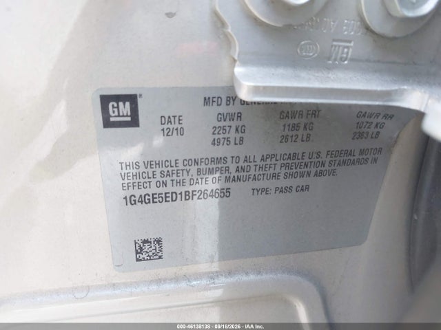 Aukcja sprzedaży 2011 Buick Lacrosse Cxs, vin: 1G4GE5ED1BF264655, numer aukcji: 46138138