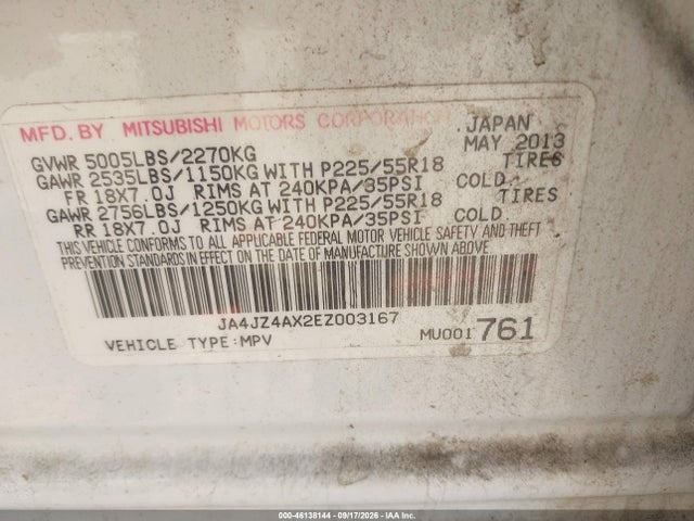 Продажа на аукционе авто 2014 Mitsubishi Outlander Gt, vin: JA4JZ4AX2EZ003167, номер лота: 46138144