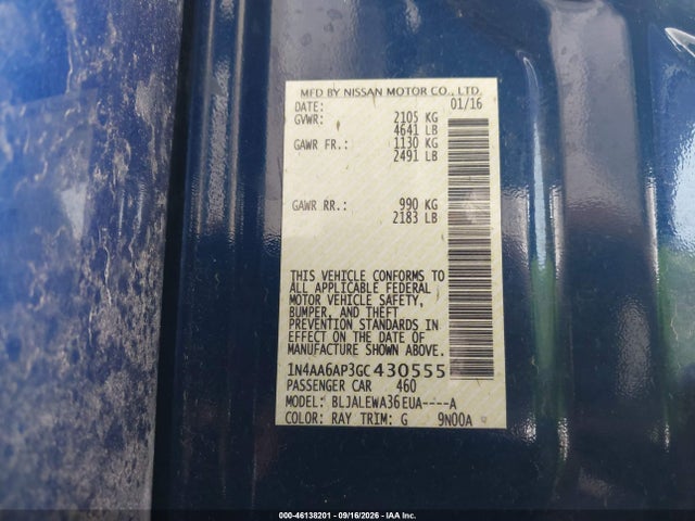 1N4AA6AP3GC430555 Nissan Maxima 3.5 Sl