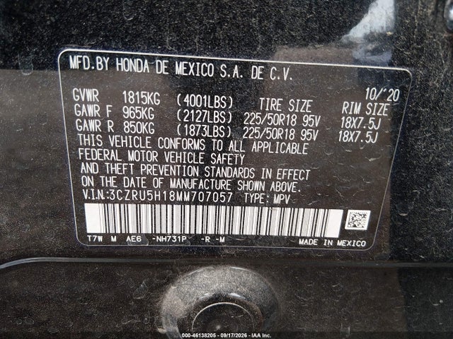 Продаж на аукціоні авто 2021 Honda Hr-v 2wd Sport, vin: 3CZRU5H18MM707057, номер лоту: 46138205