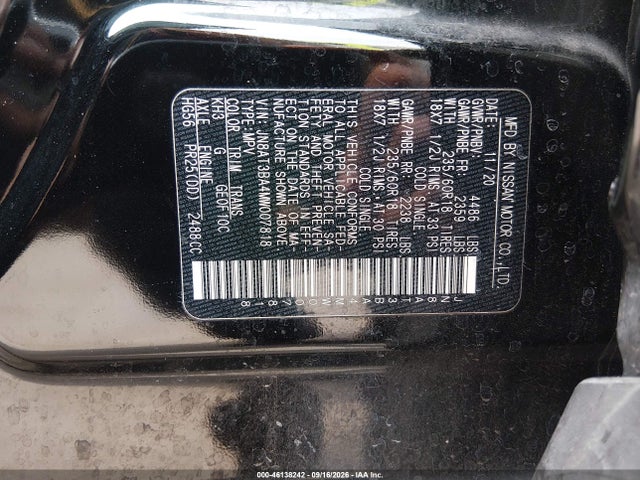 Продаж на аукціоні авто 2021 Nissan Rogue Sv Fwd, vin: JN8AT3BA4MW007818, номер лоту: 46138242