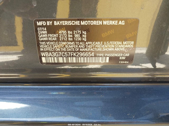 Aukcja sprzedaży 2015 Bmw 328i Xdrive, vin: WBA3G7C57FK296654, numer aukcji: 46138244