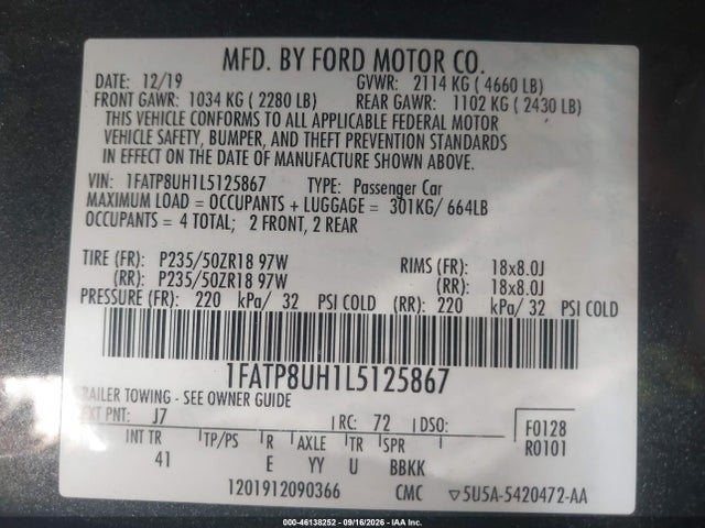 Ford Mustang Ecoboost Premium 2020 1FATP8UH1L5125867 Image 9