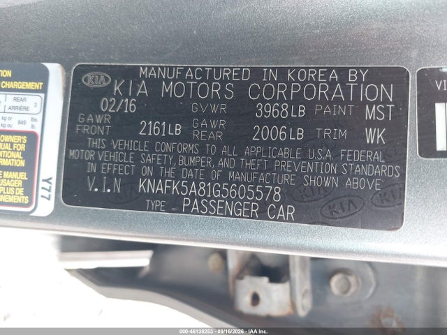 Aukcja sprzedaży 2016 Kia Forte Lx, vin: KNAFK5A81G5605578, numer aukcji: 46138253