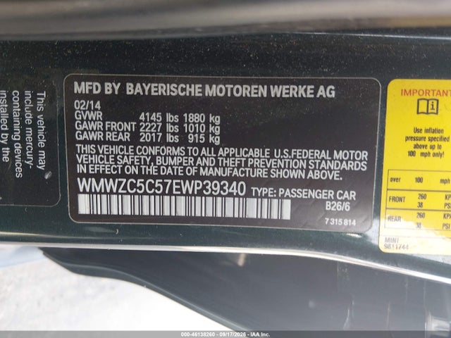 Продаж на аукціоні авто 2014 Mini Countryman Cooper S, vin: WMWZC5C57EWP39340, номер лоту: 46138260