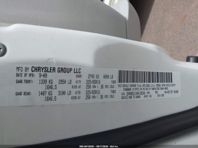 46138261 :رقم المزاد ، 2A4RR5D1XAR136540 vin ، 2010 Chrysler Town & Country Touring مزاد بيع