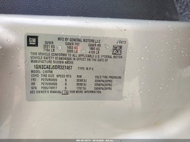 Продаж на аукціоні авто 2013 Chevrolet Tahoe Ls, vin: 1GNSCAE05DR327467, номер лоту: 46138379