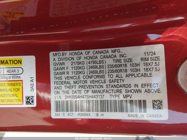 2HKRS4H47SH443137 Honda Cr-v Ex Awd