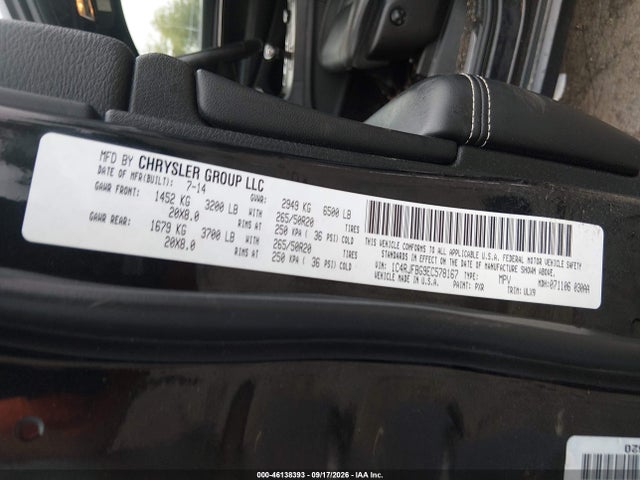 2014 Jeep Grand Cherokee Limited მანქანა იყიდება აუქციონზე, vin: 1C4RJFBG9EC578167, აუქციონის ნომერი: 46138393