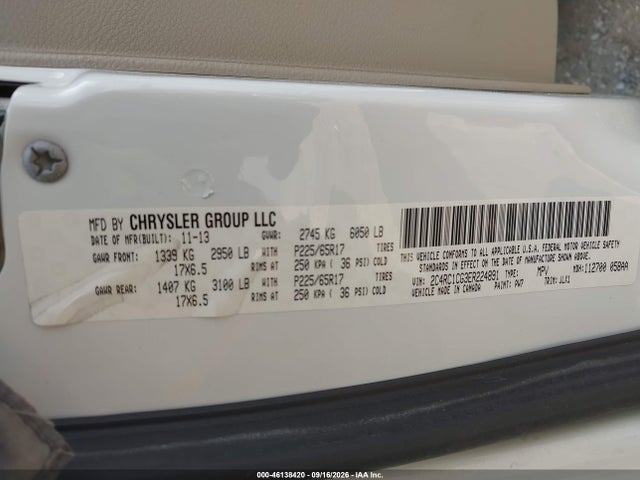 Продажа на аукционе авто 2014 Chrysler Town & Country Touring-l 30th Anniversary, vin: 2C4RC1CG3ER224891, номер лота: 46138420