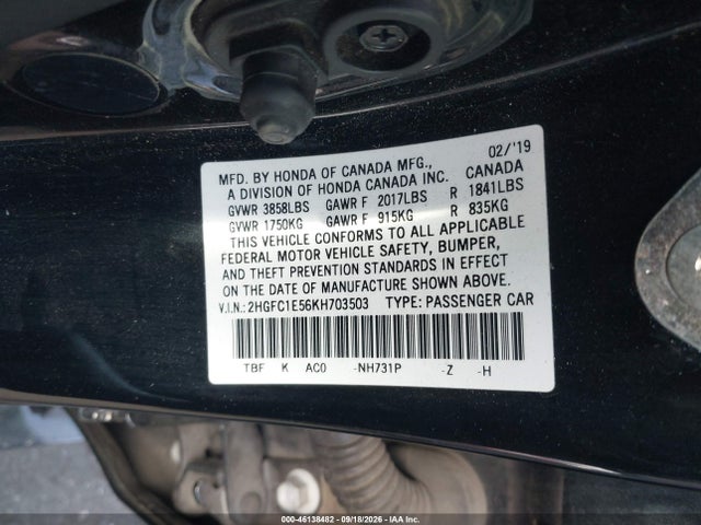 Honda CIVIC SI 2019 2HGFC1E56KH703503 Image 9