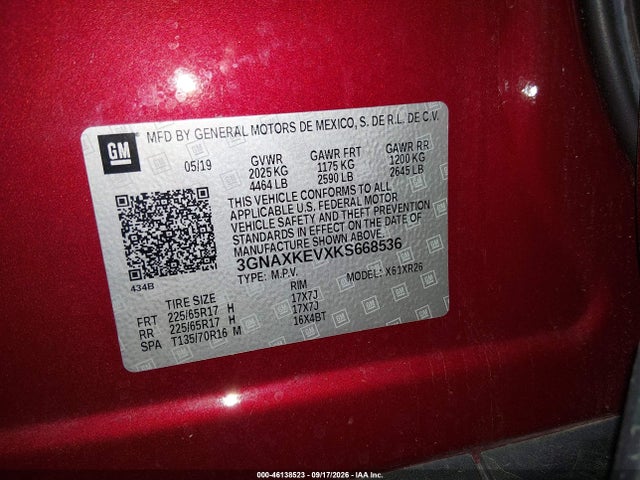Chevrolet EQUINOX LT 2019 3GNAXKEVXKS668536 Image 9