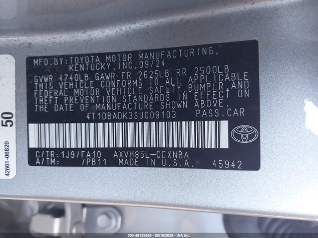 Toyota CAMRY LE 2025 4T1DBADK3SU009103 Image 9