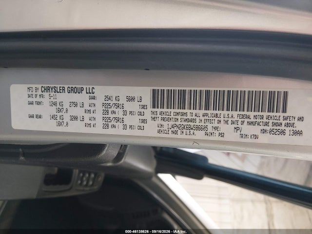 2011 Jeep Liberty Sport მანქანა იყიდება აუქციონზე, vin: 1J4PN2GK6BW586605, აუქციონის ნომერი: 46138626