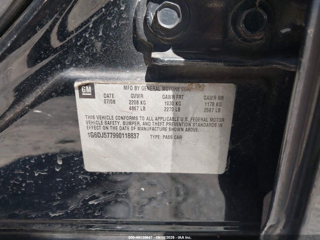 Aukcja sprzedaży 2009 Cadillac Cts Standard, vin: 1G6DJ577990118837, numer aukcji: 46138647