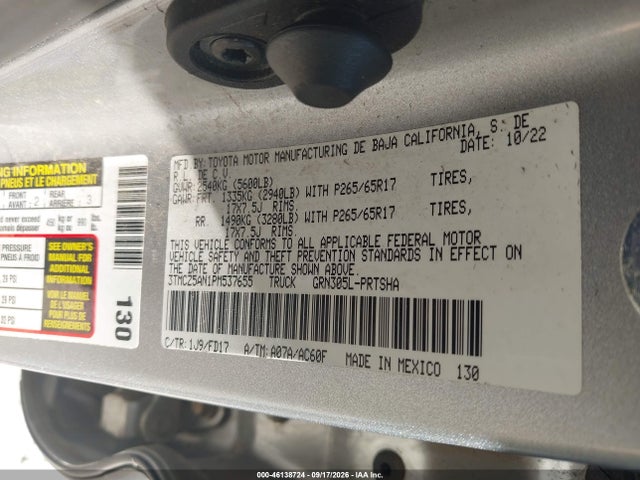 2023 Toyota Tacoma Trd Sport მანქანა იყიდება აუქციონზე, vin: 3TMCZ5AN1PM537655, აუქციონის ნომერი: 46138724