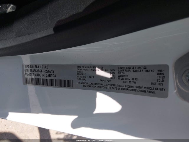 Aukcja sprzedaży 2026 Chrysler Pacifica Select, vin: 2C4RC1BG6TR276515, numer aukcji: 46138737