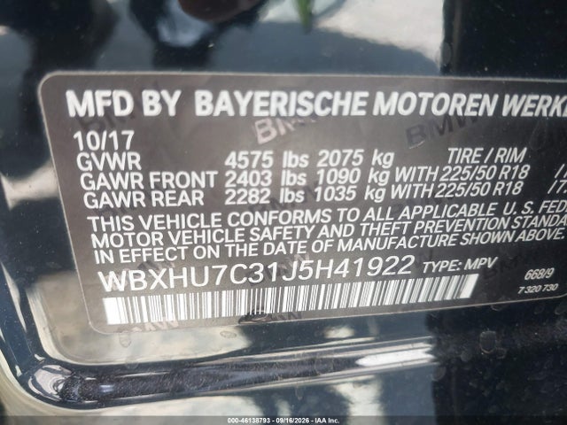 WBXHU7C31J5H41922 BMW X1 Sdrive28i