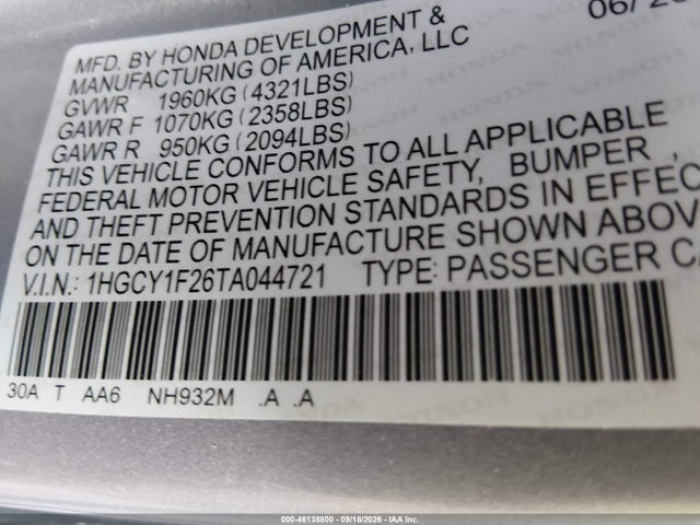 Honda ACCORD LX 2026 1HGCY1F26TA044721 Image 9