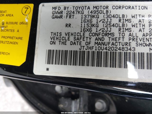 2002 Lexus Rx 300 მანქანა იყიდება აუქციონზე, vin: JTJHF10U420248343, აუქციონის ნომერი: 46138894