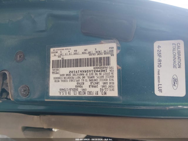 46138925 :رقم المزاد ، 1MEPM31X0RK619102 vin ، 1994 Mercury Topaz Gs مزاد بيع
