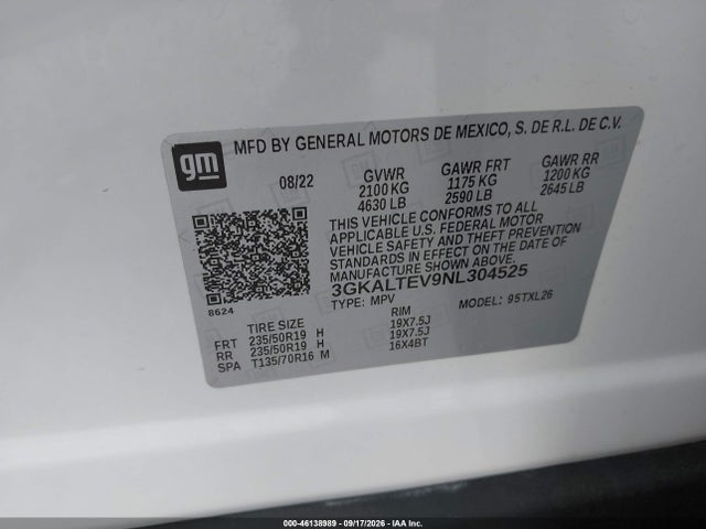 Aukcja sprzedaży 2022 Gmc Terrain Awd Sle, vin: 3GKALTEV9NL304525, numer aukcji: 46138989