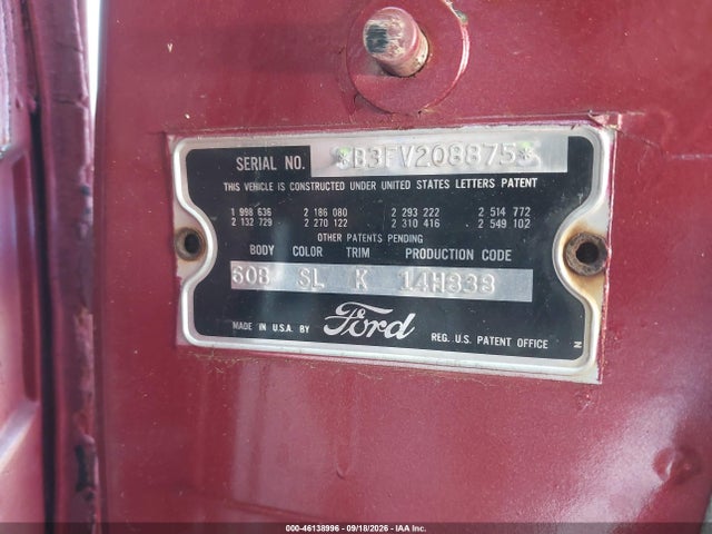 1953 Ford Crestline Victoria მანქანა იყიდება აუქციონზე, vin: B3FV208875, აუქციონის ნომერი: 46138996