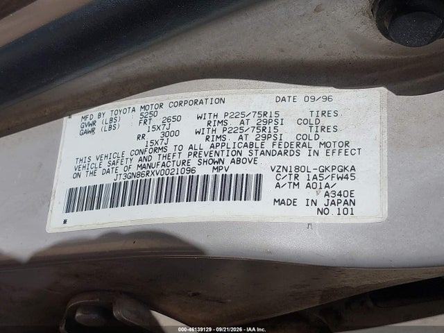 Aukcja sprzedaży 1997 Toyota 4runner Sr5 V6, vin: JT3GN86RXV0021096, numer aukcji: 46139129