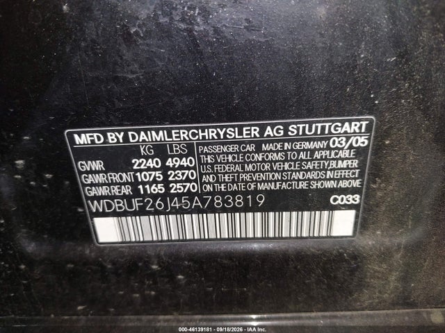 Продажа на аукционе авто 2005 Mercedes-benz E 320 Cdi, vin: WDBUF26J45A783819, номер лота: 46139181